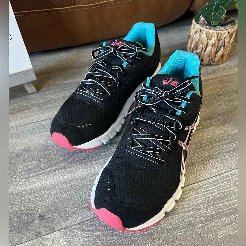 ASICS Rush 33 Ahar Black Pink & Blue Running Shoes. Size 8.5.
